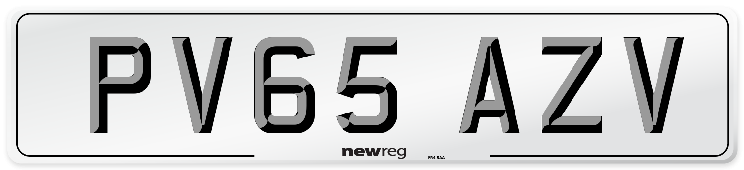 PV65 AZV Number Plate from New Reg